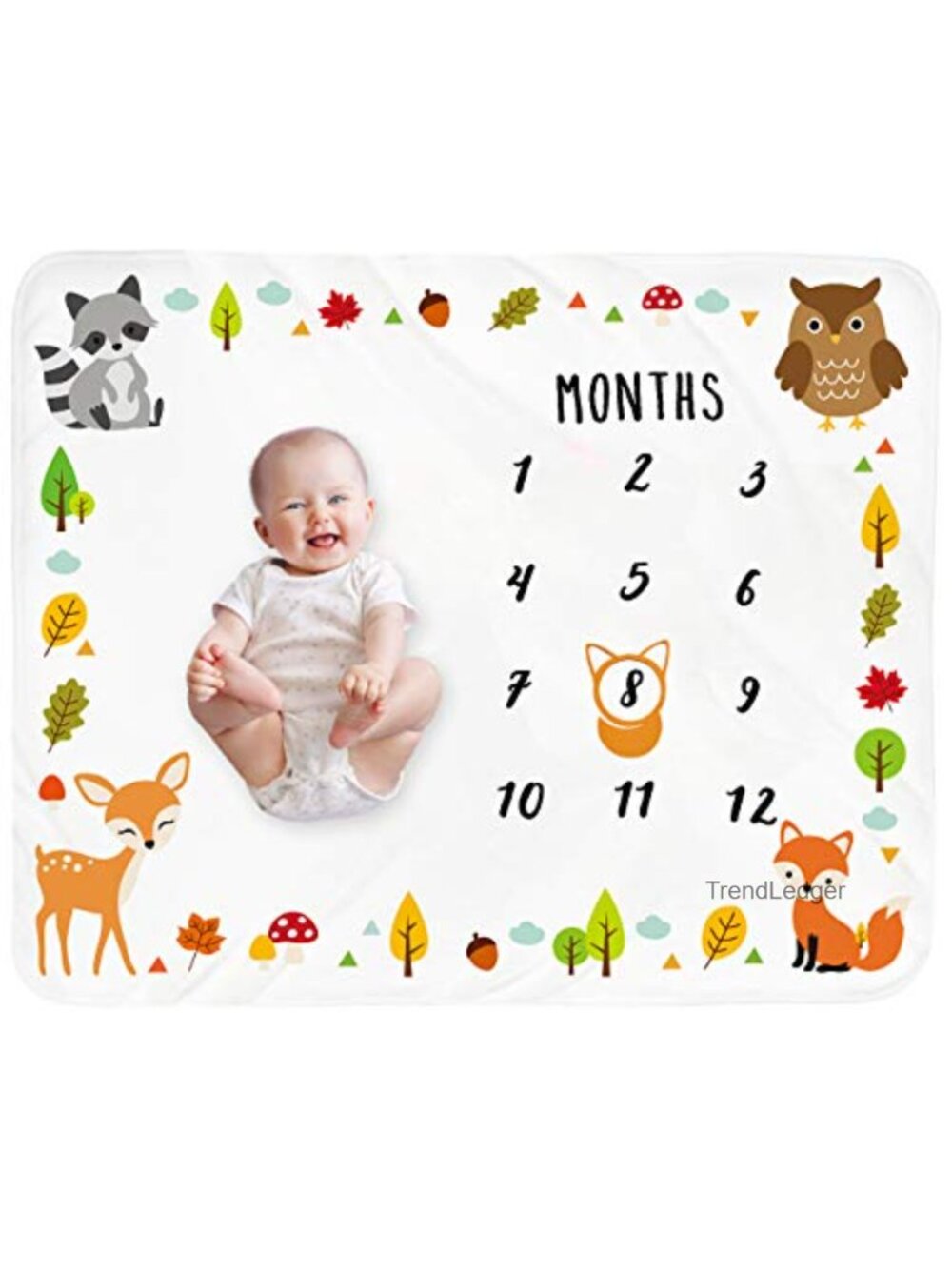 Baby Monthly Milestone Blanket Flannel Fleece Woodland Animals Nursery Photo